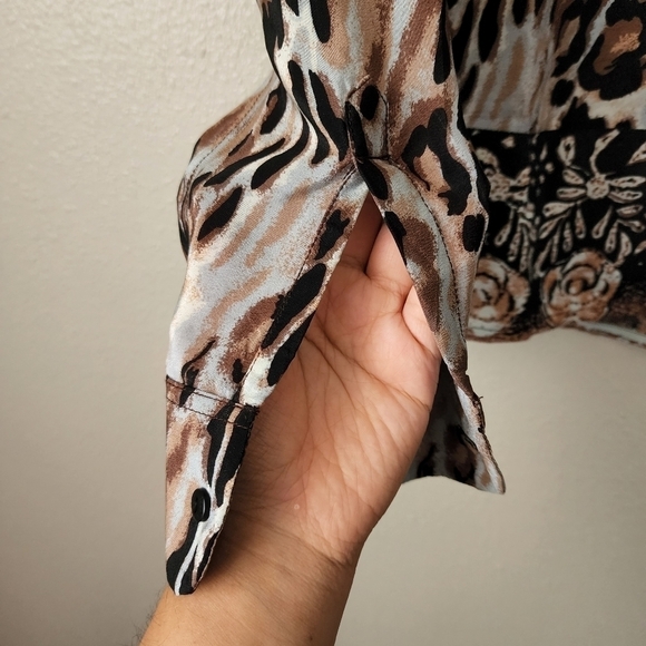 Tolani Silk Leopard Paisley Peasant Lightweight Blouse Womens Small - Picture 6 of 8